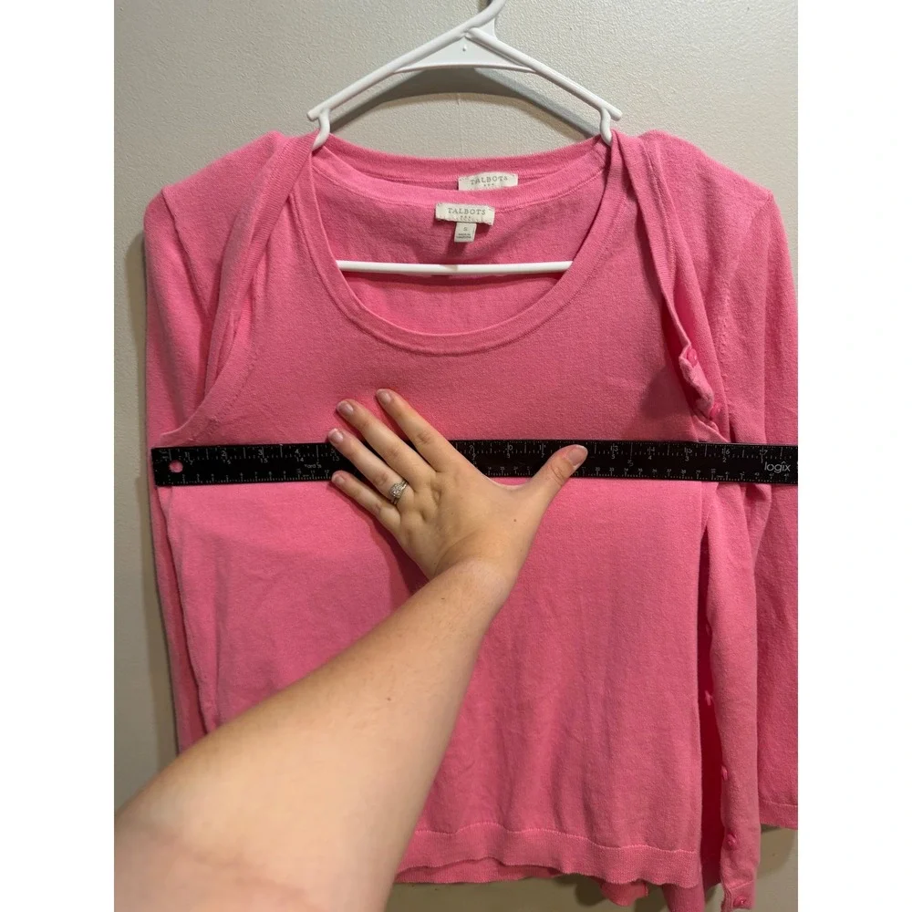 Talbots Pink Cardigan and Shell Twin Set 2 Piece Knit Sweater Womens Small
